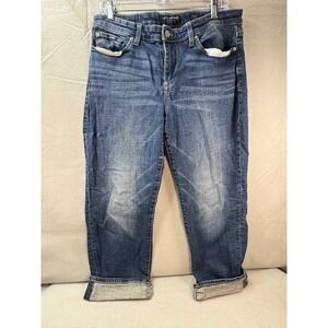 Lucky Brand Womens 12/31 Sweet Crop Capri Blue Mid Rise Cuffed Denim Boho Summer